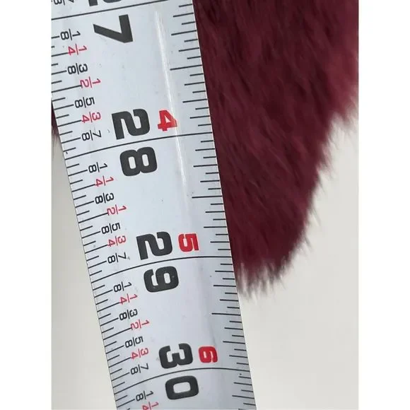 C By Bloomingdales‎ Women's XS Cashmere Rabbit Fur Sweater Vest Dark Pink Maroon - Picture 10 of 11